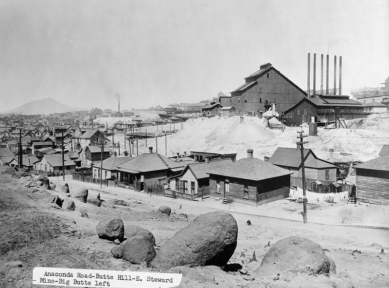 Butte, Montana.  Dublin Gulch with old Anaconda Road to Mines,Hill