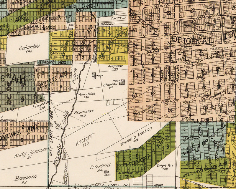 Map of Butte City (greatest mining camp on earth) and vicinity, Montana, detail