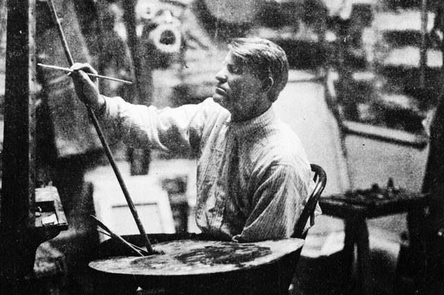 Charles M. Russell in his studio.