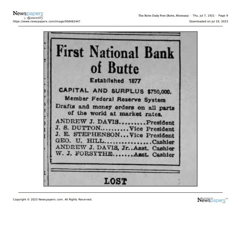 "First National Bank of Butte"