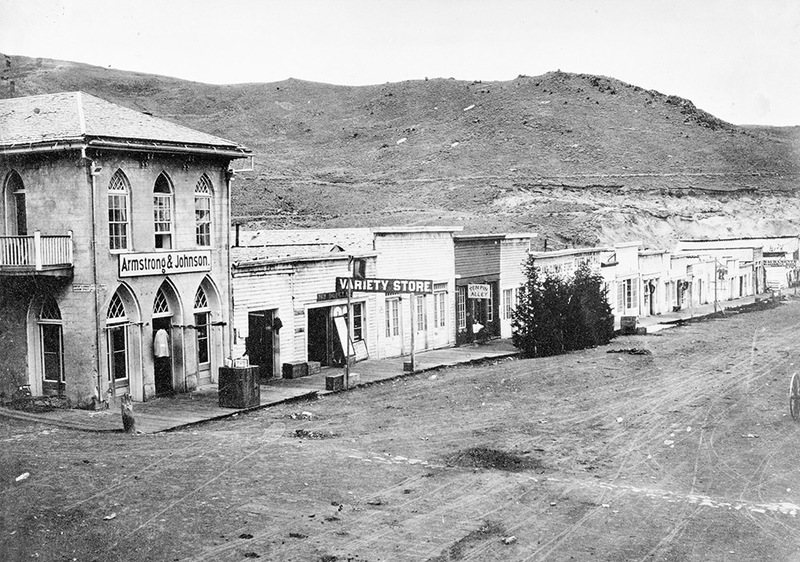 Looking southwest, at south side of Wallace Street, Virginia City, MT.
