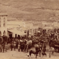 Early view of Virginia City, MT with Content Corner at left