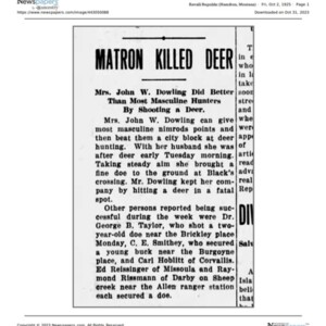 "Matron Killed Deer"