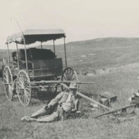 C. B. Power (seated on left) and G. R. Norris, PN Ranch, Crooked Creek.