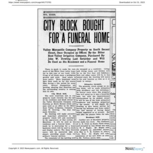 "City Block Bought for Funeral Home"