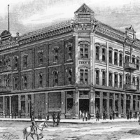 Drawing of the original Hotel Florence and Eddy Block, Missoula, Montana.